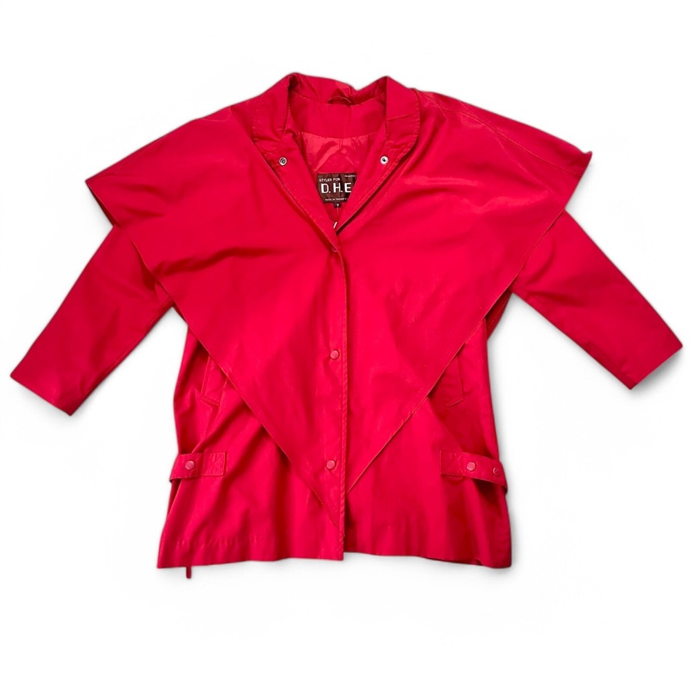 Vintage 80s Red Oversized Jacket‎ Small Dolman Sleeve New Wave Statement Coat